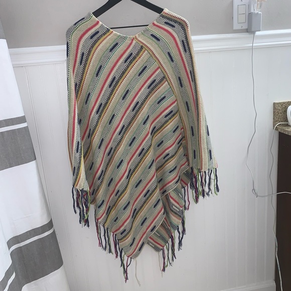 GODDIS Multicolored Boho Hippie Festival Oversized Fringe Shawl Poncho S/M - Picture 6 of 10